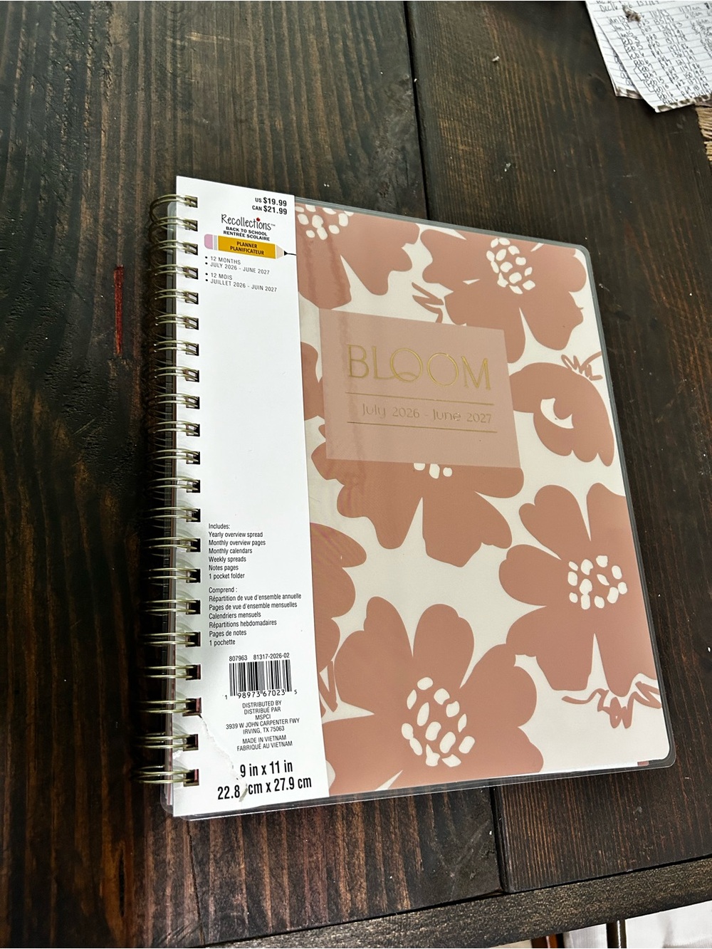 Bloom Floral Weekly Planner – Rose Brown Spiral Organizer